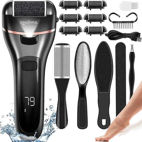 Электрическая роликовая пила Soulima 23220 пемза для ног и пяток 6 насадок + аксессуары