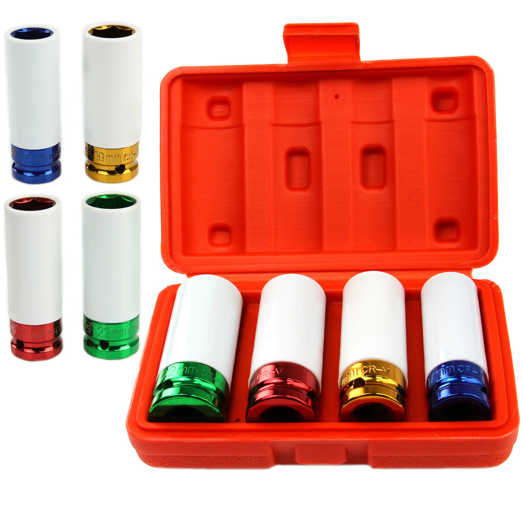 Набор ударных головок для алюминиевых дисков 4 шт. 1/2" (17,19,21,22мм) Mar-Pol M58271