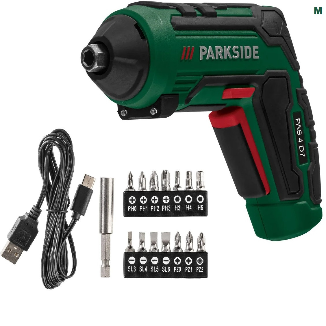 Аккумуляторная отвертка Parkside PAS 4 D7 шуруповерт с насадками 4 V, 1500 mAh, 10 Nm, Германия