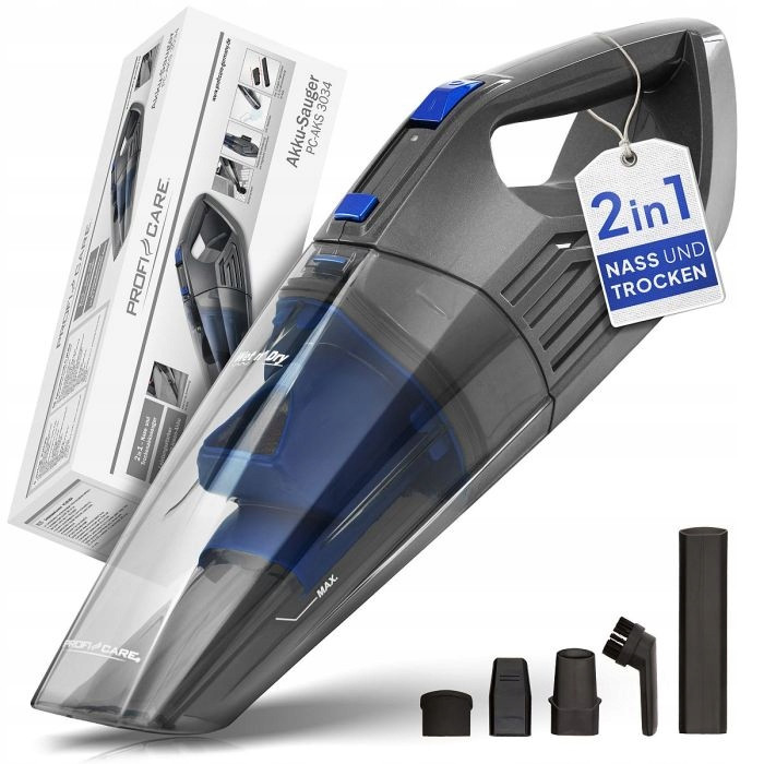 Автомобильный ручной аккумуляторный пылесос ProfiCare PC-AKS 3034 для влажной и сухой уборки