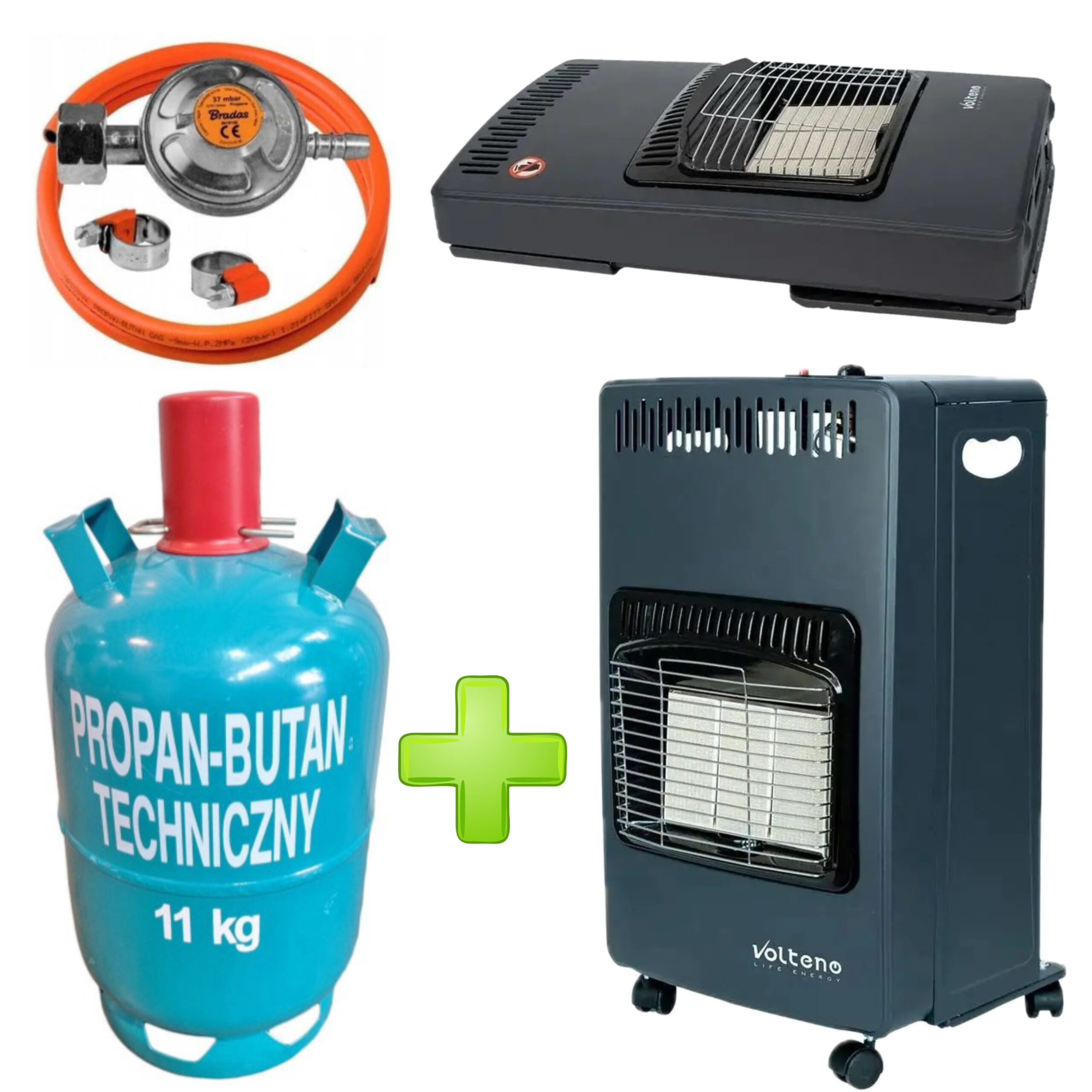 Газовый обогреватель Volteno VO2821 4.2 кВт + баллон 11 кг 27 л пропан-бутан (без газа) ПОЛЬША
